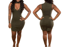 Load image into Gallery viewer, Olive/Green Choker Dress